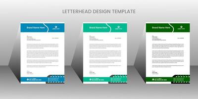 Modern corporate business letterhead 3 colorful design template vector