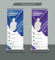 Modern business roll up banner template, stand banner layout, polygon background, business flyer, display, x-banner, flag-banner. Corporate agency roll up banner. vector