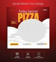 Food social media post design and restaurant pizza food banner template vector