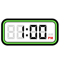 digital reloj hora a 1.00 pm, digital reloj 12 hora formato png