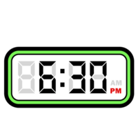 digital reloj hora a 6.30 pm, digital reloj 12 hora formato png