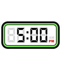 digital reloj hora a 5.00 pm, digital reloj 12 hora formato png