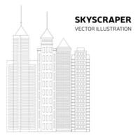 Skyscraper square banner. Doodle skyscrapers isolated on white background concept banner. Vector illustration.