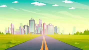 cartoon city landscape with road and buildings video