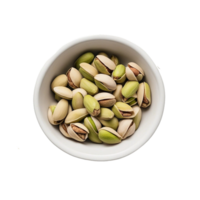 Pistachio in a white bowl on transparent background AI Generative png