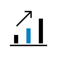 Chart icon solid blue black business symbol illustration. vector