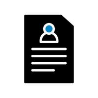 Resume icon solid blue black business symbol illustration. vector