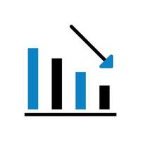 Chart icon solid blue black business symbol illustration. vector