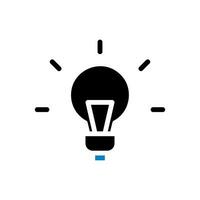 Lamp idea icon solid blue black business symbol illustration. vector