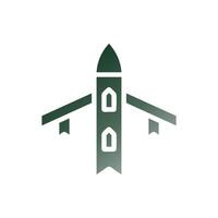 Airplane icon solid gradient green white colour military symbol perfect. vector