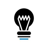 Lamp idea icon solid blue black business symbol illustration. vector