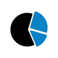 Chart icon solid blue black business symbol illustration. vector