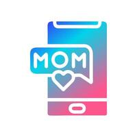 Phone mom icon solid gradient red purple blue colour mother day symbol illustration. vector