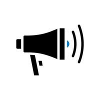 Megaphone icon solid blue black business symbol illustration. vector