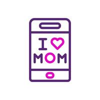 Phone mom icon duocolor pink purple colour mother day symbol illustration. vector