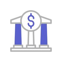 bancario icono duotono púrpura gris negocio símbolo ilustración. vector
