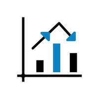 Chart icon solid blue black business symbol illustration. vector