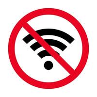 No wireless wifi or sign for remote internet access icon vector on white background, Red prohibition sign. Flat style for graphic and web design