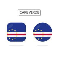 Flag of Cape Verde 2 Shapes icon 3D cartoon style. vector