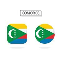 Flag of Comoros 2 Shapes icon 3D cartoon style. vector