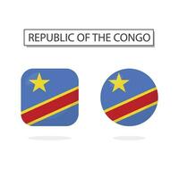 Flag of Republic of the Congo 2 Shapes icon 3D cartoon style. vector