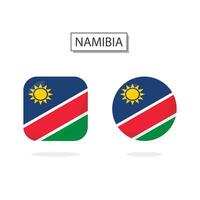 Flag of Namibia 2 Shapes icon 3D cartoon style. vector