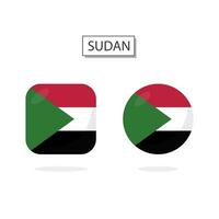 Flag of Sudan 2 Shapes icon 3D cartoon style. vector