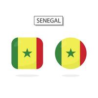 Flag of Senegal 2 Shapes icon 3D cartoon style. vector