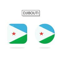 Flag of Djibouti 2 Shapes icon 3D cartoon style. vector