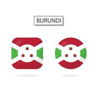 Flag of Burundi 2 Shapes icon 3D cartoon style. vector