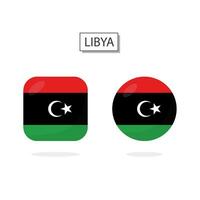 Flag of Libya 2 Shapes icon 3D cartoon style. vector