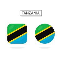 Flag of Tanzania 2 Shapes icon 3D cartoon style. vector