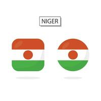 Flag of Niger 2 Shapes icon 3D cartoon style. vector