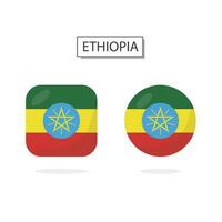 Flag of Ethiopia 2 Shapes icon 3D cartoon style. vector