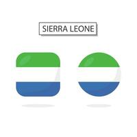 Flag of Sierra Leone 2 Shapes icon 3D cartoon style. vector