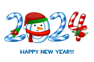 Happy New Year 2024 like candy. Isoled Numbers candy png