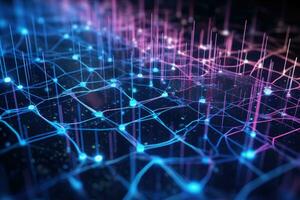 3d illustration of technology abstract background. Network connection structure. Big data visualization, Cyber big data flow. Blockchain data fields. Network line connect stream, AI Generated photo