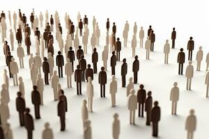 Large group of people standing in a row. 3d illustration, Crowd of people on white background. 3d render illustration, AI Generated photo