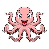 Cute octopus cartoon on white background vector