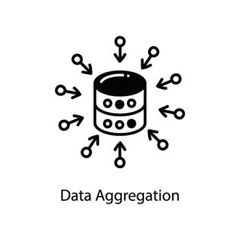 Data Aggregation doodle Icon Design illustration. Networking Symbol on White background EPS 10 File vector