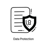 Data Protection doodle Icon Design illustration. Networking Symbol on White background EPS 10 File vector