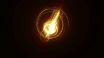 Abstract yellow rings spheres from energy magic waves of smoke circles and glowing lines on a black background video