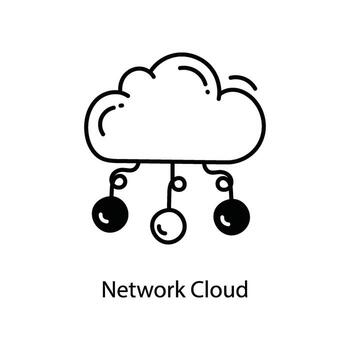 Network Cloud doodle Icon Design illustration. Networking Symbol on White background EPS 10 File vector