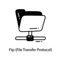 Ftp File Transfer Protocol doodle Icon Design illustration. Networking Symbol on White background EPS 10 File vector
