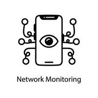 Network Monitoring doodle Icon Design illustration. Networking Symbol on White background EPS 10 File vector