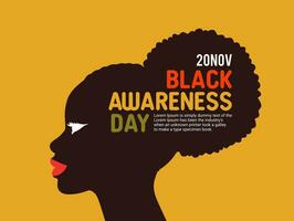 Silhouette of a black woman with the text Black Lives Matter black awareness day. All lives matter, stop racism poster banner vector