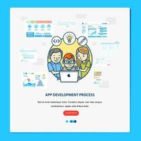 app development process illustration with graphic and info graphic vector