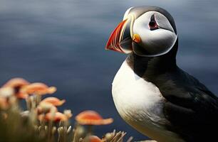 Atlantic Puffin Bird. AI Generated photo