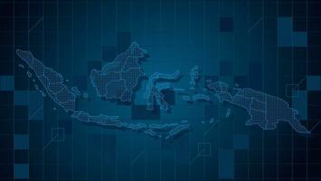 Cool blue Abstrak technologi vector tech Stylized modern indonesia map background Stylized wireframe and dots for data visualization and infographics HUD GUI UI