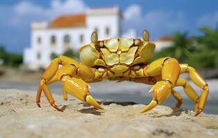 Yellow land crab. AI Generated photo